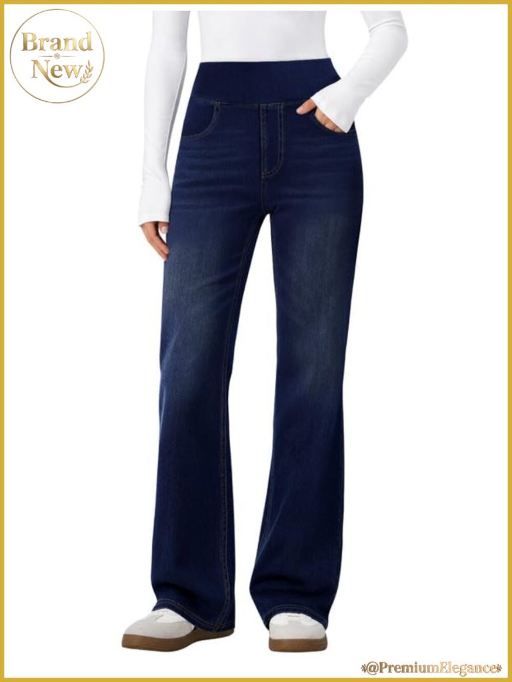 Pull On Bootcut Flare Stretch Jeans High Rise Women Denim Pants